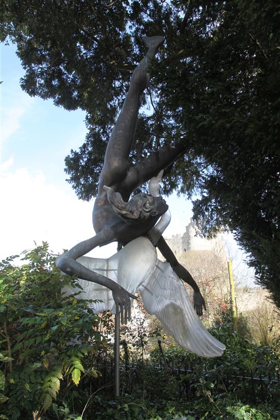 A monumental bronze and phenolic sculpture; Leda and the Swan, by Gerry Downes H. 5m. W. 2.6m approx.